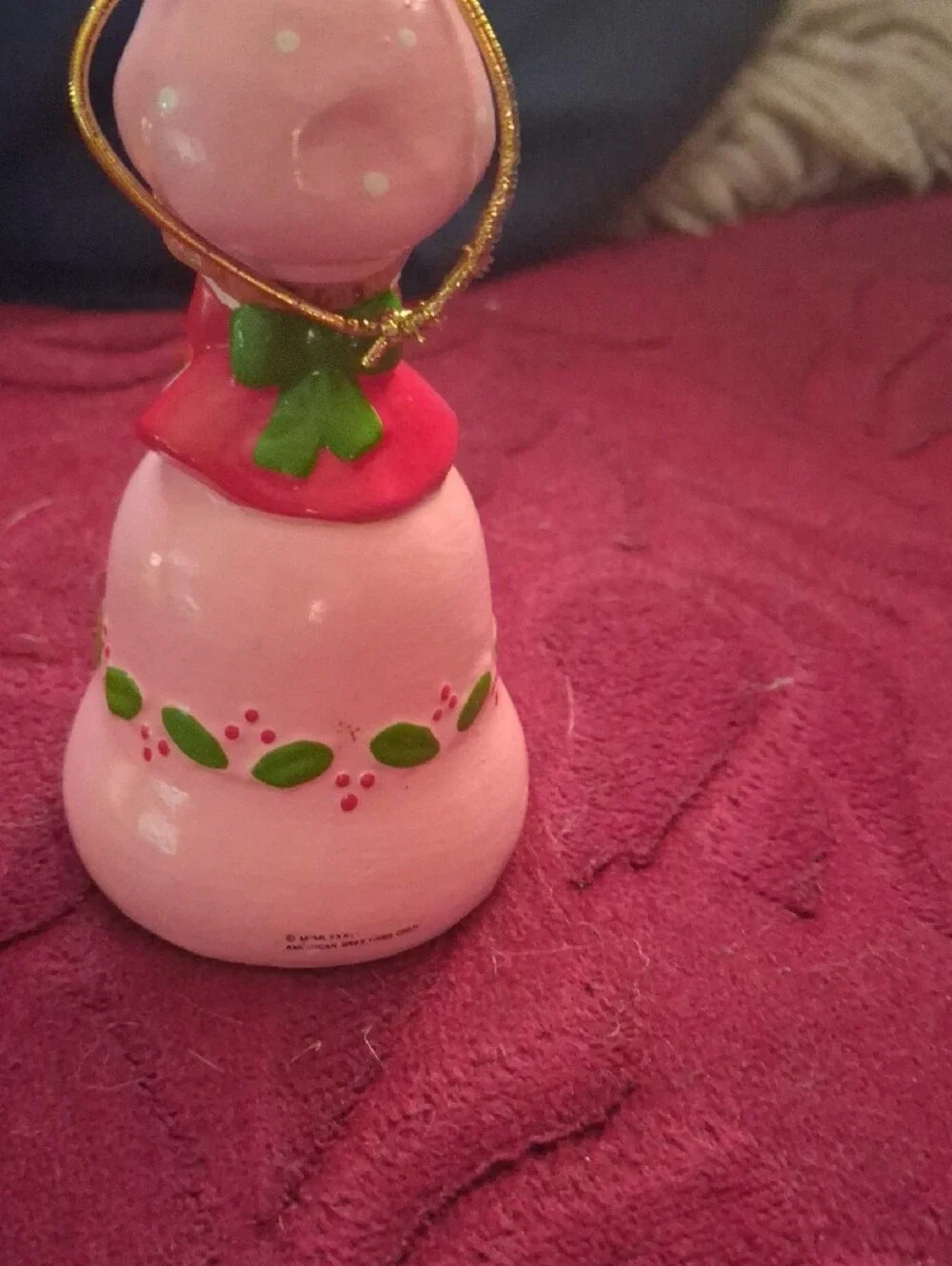 Pink Hand-Painted Strawberry shortcake Ornament - Festive Hanging Decoration